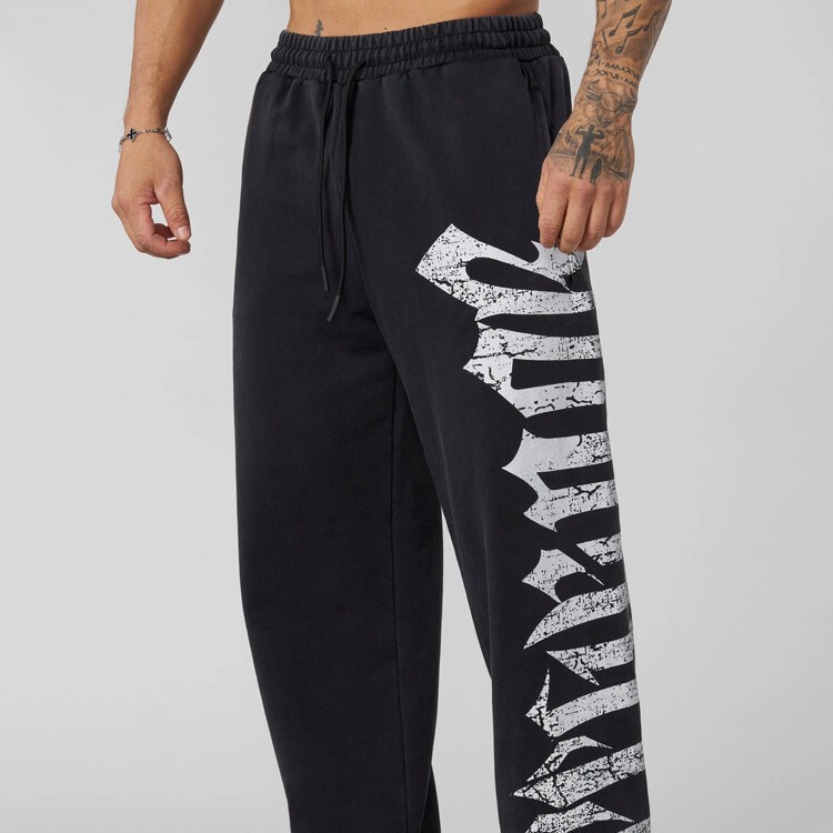 YOUNGLA New Men's Sports Pants Muscle Sports Fitness Jogging Pants Cotton Printed Mid-waist Casual Pants