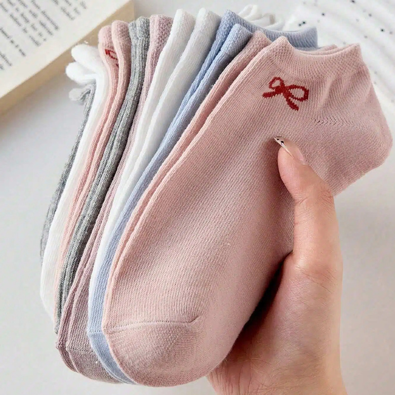 Women's bow-tie boat socks for summer, thin low-cut invisible socks, breathable, non-slip, no-show short socks, available in multiple colors Women's bow-tie boat socks for summer, thin low-cut invisible socks, breathable, non-slip, no-show short socks, available in multiple colors