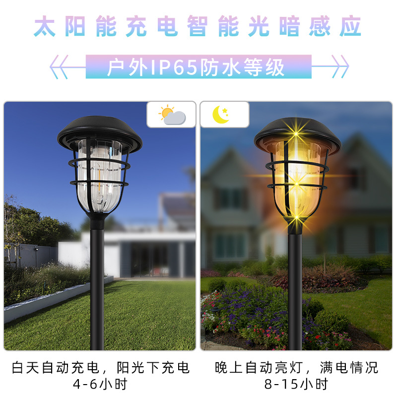 Nueva lámpara solar transfronteriza, lámpara de tierra, villa, arbusto, lámpara de iluminación de jardinería, lámpara de proyección, lámpara de paisaje al aire libre