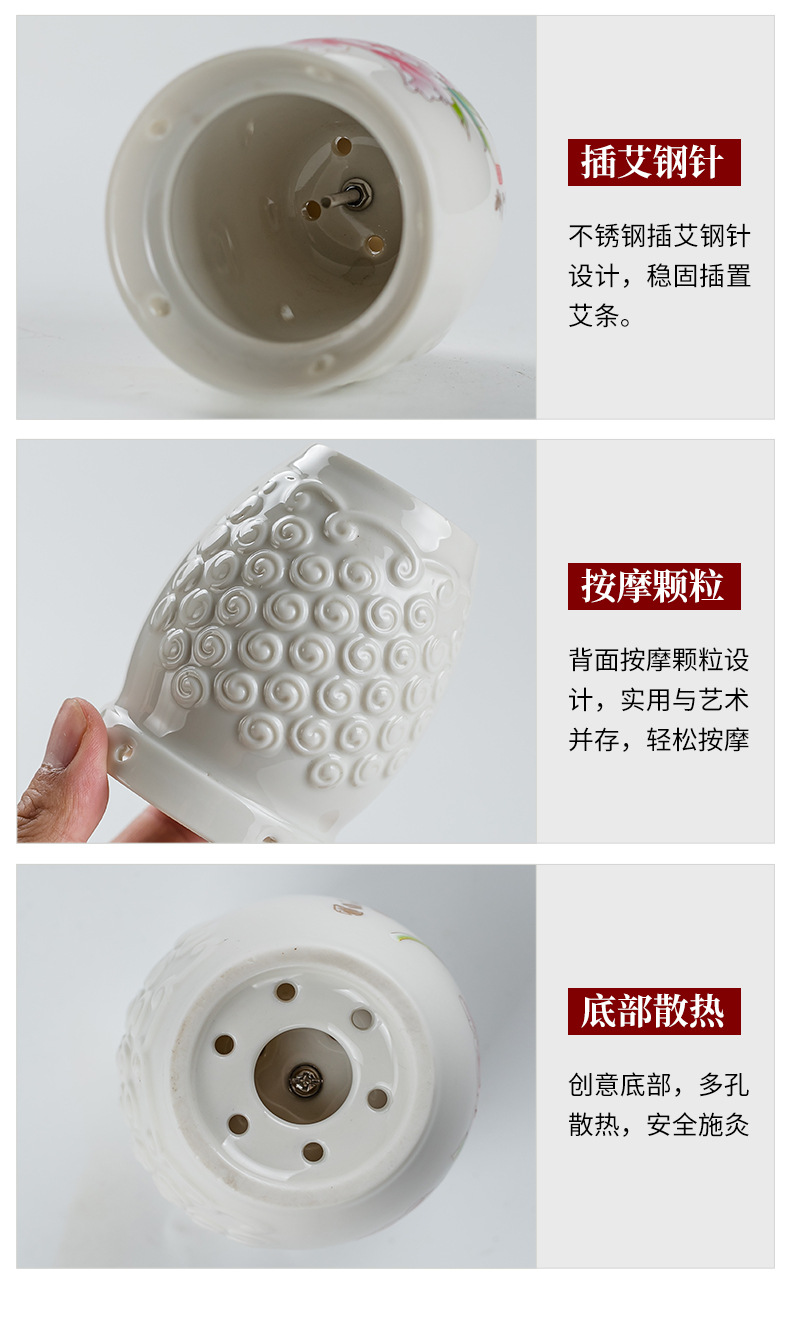 Ceramic Moxa Jar Portable Moxibustion Cup with Gua Sha Massage Function Double Layer Heat Storage in use