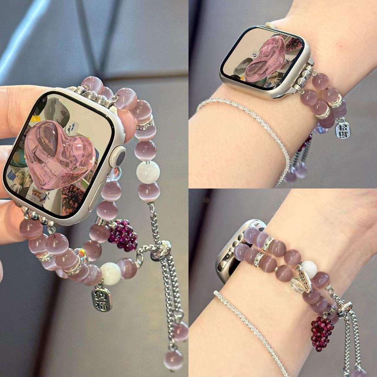 Summer Cat's Eye Stone Is Suitable for Applewatchs9 Apple Watch Strap 8/7/6/5/4/3Ultra Cross-Border Hot Style