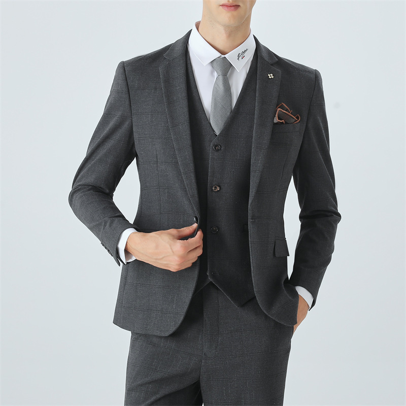 Autumn and Winter Plaid Suit for Men, Slim Fit Wedding Groomsman Professional Formal Wear, Business Elite Men's Wedding Suit Autumn and Winter Plaid Suit for Men, Slim Fit Wedding Groomsman Professional Formal Wear, Business Elite Men's Wedding Suit
