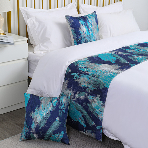 Modern simple light luxury style model room personalized B&B bed flag bedside towel hotel bedside decorative towel