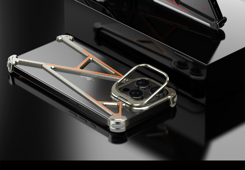 Ốp lưng iPhone 16 Pro Max khung kim loại, thiết kế rỗng cá tính, không viền cho iPhone 15 Pro — [Vỏ A màu đen★Giá đỡ rỗng và không viền], 【Vỏ A màu bạc★Giá đỡ rỗng và không viền], 【Vỏ A màu xám titan★Giá đỡ rỗng và không viền] chi tiết 12