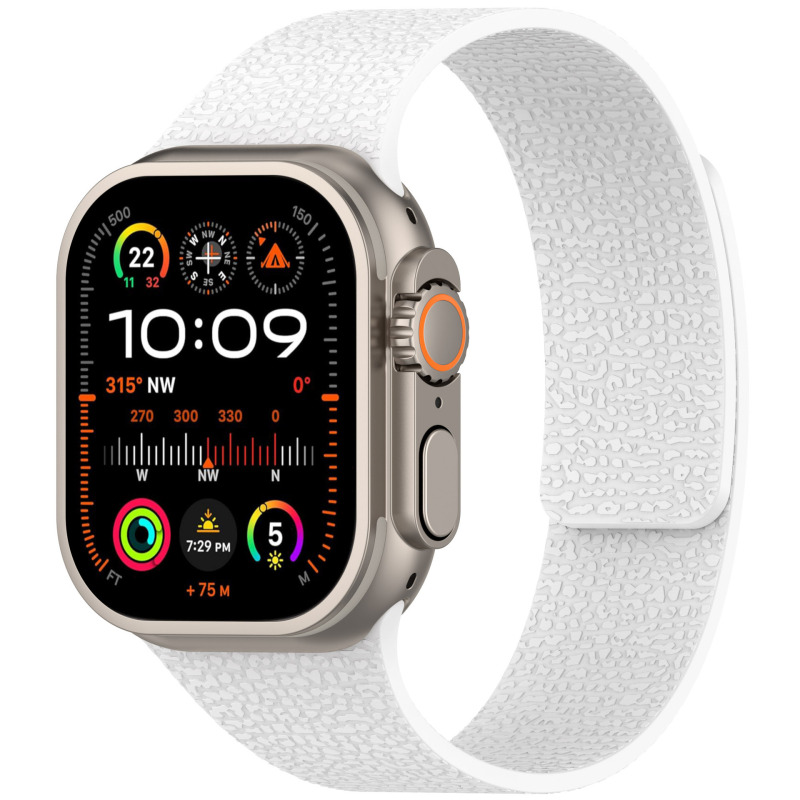 Apple iWatch S9 Ultra、S10、S11対応、ライチ柄シリコン製マグネット式腕時計バンド、ソフトマグネットダブルセクション|undefined