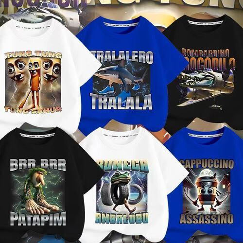 Eurocode cotton T-sleeves, foreign mountains and seas classics, abstract T-shirt, 220gtungtungsahur wooden stick