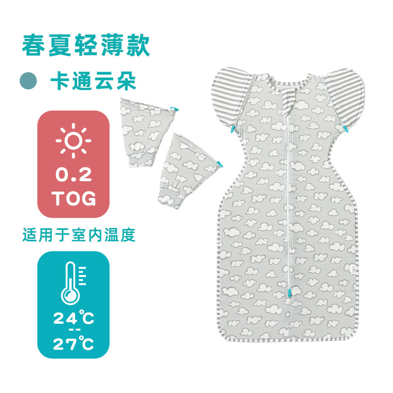 Cartoon clouds (bamboo fiber long and short sleeve sleeves) / S