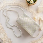 欧美珍珠包新款亚克力斜挎串珠女包日常百搭小方ins单肩包