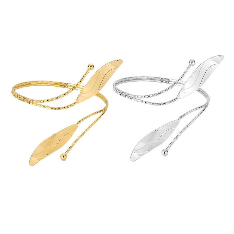 Factory direct European and American exaggerated hand jewelry metal leaf arm ring arm decoration fashion texture bracelet