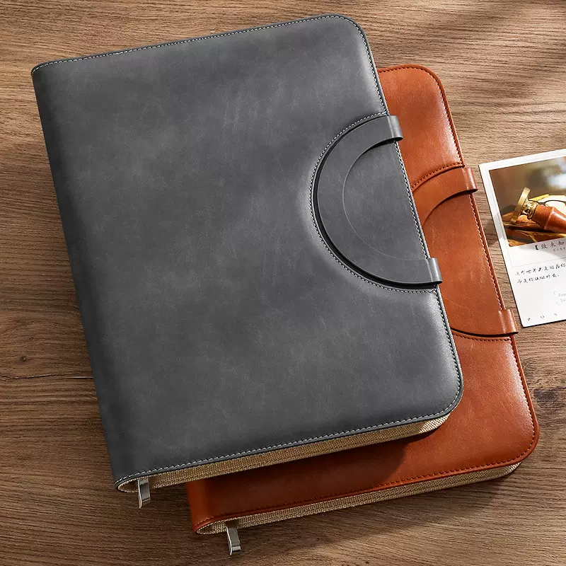 厂家直销多功能A4皮质拉链包经理夹销售资料合同夹商务办公文件夹