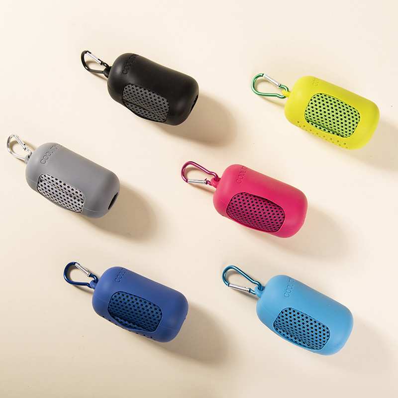 Foreign trade creative portable mini silicone suit cold towel outdoor cooling ice towel quick-drying fitness towel