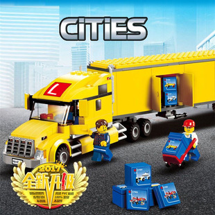 City Series City Yellow Big Truck 3221 Container Transporter Building Block Toy Boy Assembly Gift
