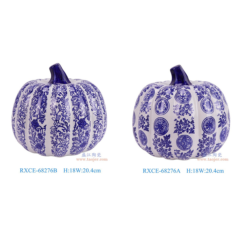 Jingdezhen blue and white porcelain pumpkin sculpture crafts…