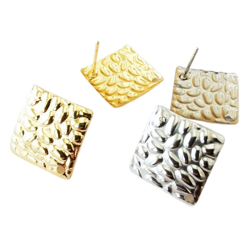 In stock stainless steel pattern square stud earrings 14 * 14mm earrings accessories DIY jewelry