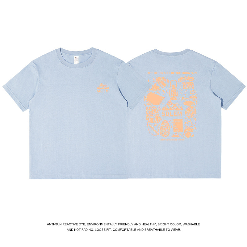 メンズ夏服230g楽しいプリントTシャツメンズトレンドラウンドネックゆったり半袖カジュアル万能インナーシャツレディースins|undefined