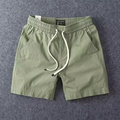 夏の純色四分半ズボン男性アメリカ式の工装は腰を緩めています。
