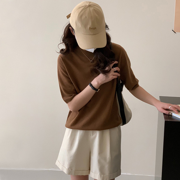 elegant woolen autumn solid color colored knitted sweater