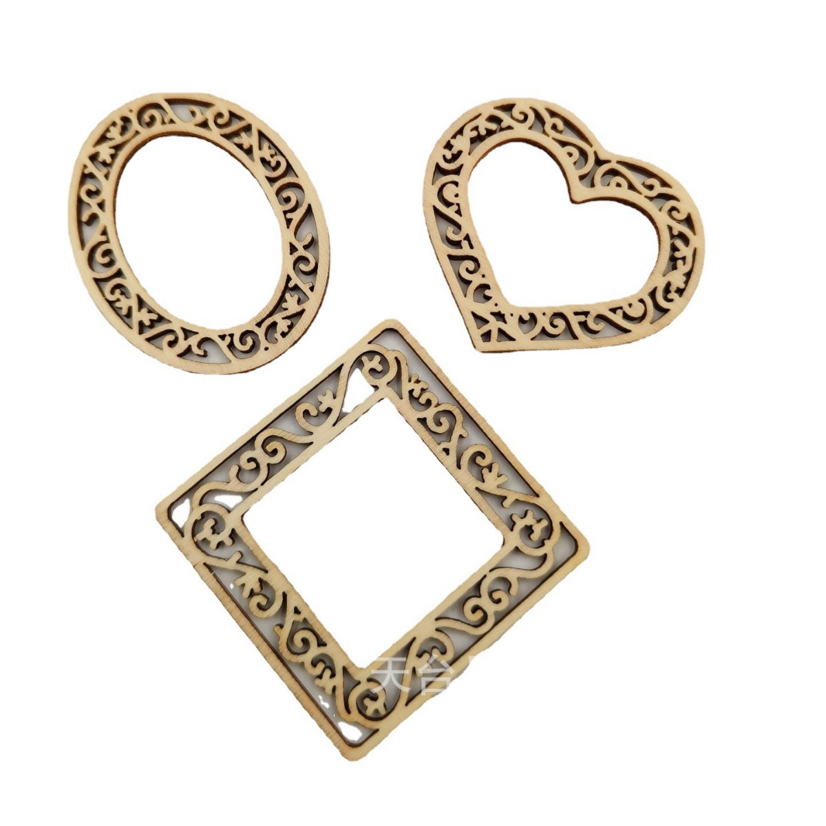 3 hueco de madera rebanada cuadrado amor oval madera rebanada joyería personalizada colgante decoración 10 piezas un paquete