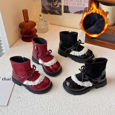 Martens, зимние детские демисезонные короткие сапоги, утепленные ботинки, в западном стиле, стиль «принцесса»