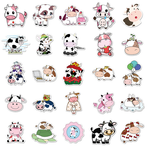 50 ins style cute cow cartoon decoration creative scooter notebook refrigerator guitar suitcase stickers
