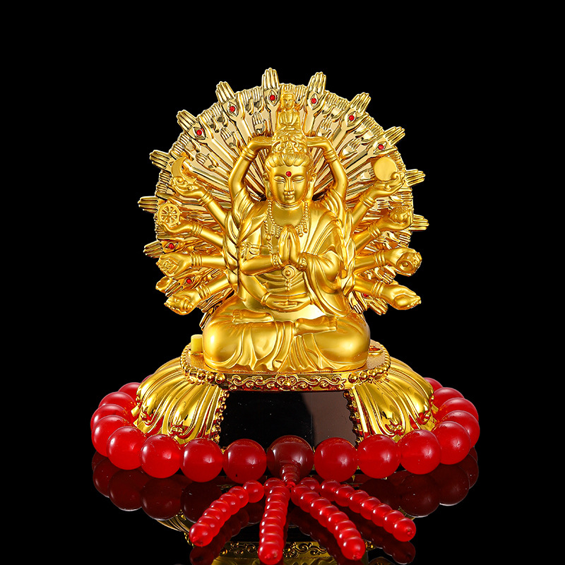 Car solar wheel car decoration alloy double-sided thousand-handed Guanyin ornaments car interior accessories decoration car ornaments