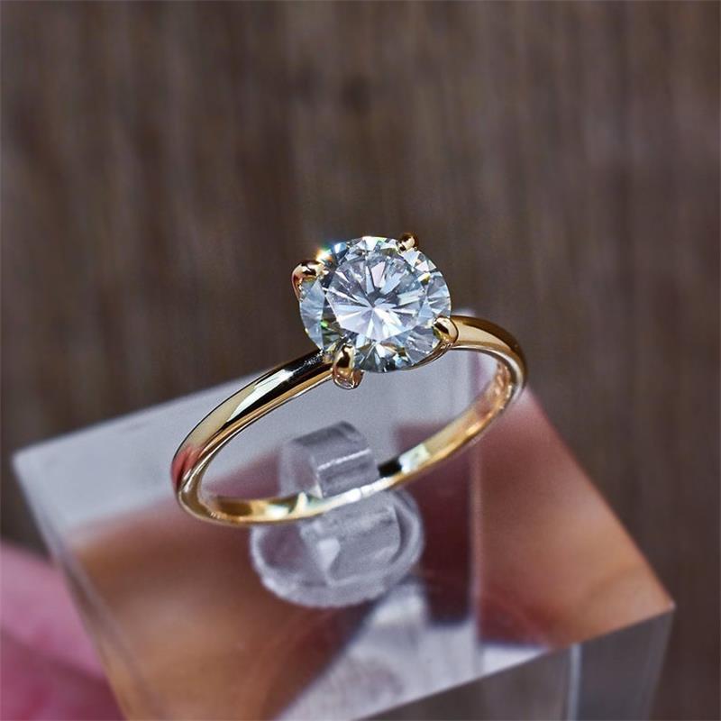 Yun Miao wish cross-border ebay explosions European and American simple zircon engagement wedding ring women's gold-plated imitation diamond ring