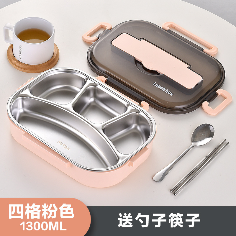 Caja de almuerzo aislada de acero inoxidable 304 para estudiantes de la escuela primaria grado alimenticio compartimento de los niños lonchera trabajador de oficina