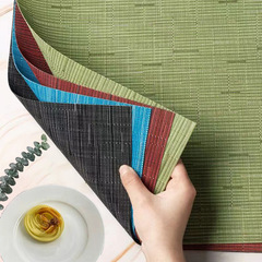 PVC Bamboo-Effect Insulated Placemat, Home Use — Waterproof, Oil-Resistant, Luxurious Yet Affordable Western-Style Dining Mat, Heat-Resistant Bowl & Plate Pads, and Coaster Sets Available for Wholesale