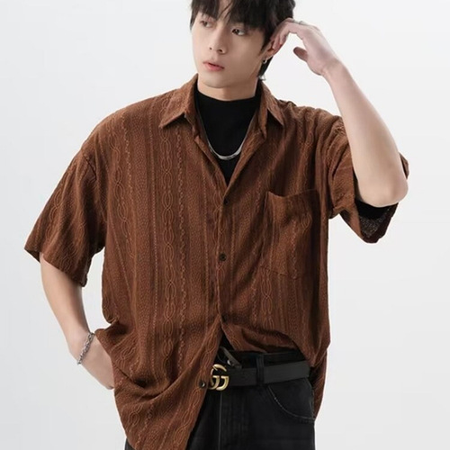 Popular retro shirt men's summer clothing, Hong Kong style loose casual and versatile interesting new men's tops outside wear