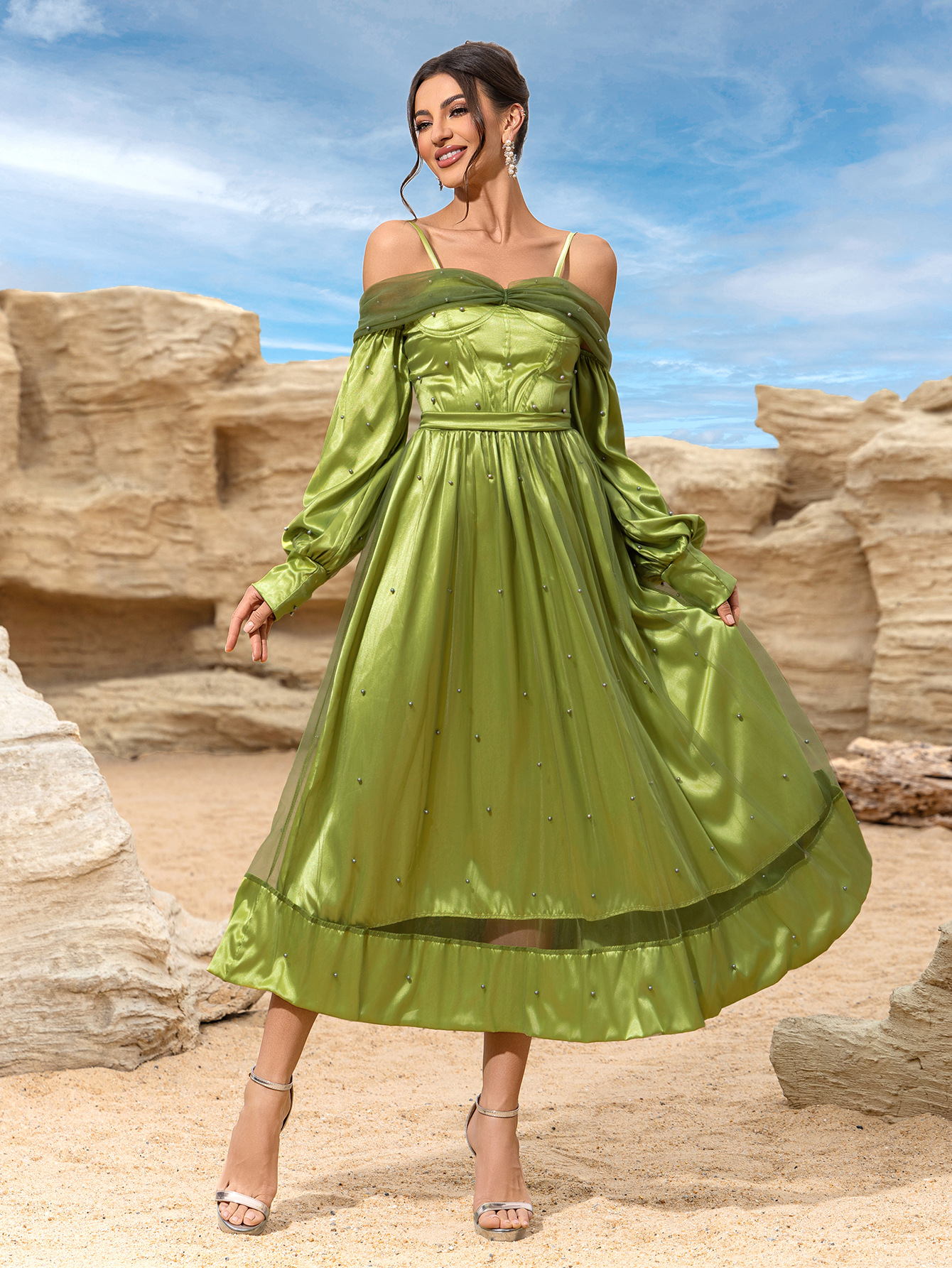 Europa y los Estados Unidos transfronterizos primavera y verano comercio exterior nueva ropa de mujer deseo Amazon sexy vestido de braza de hombro