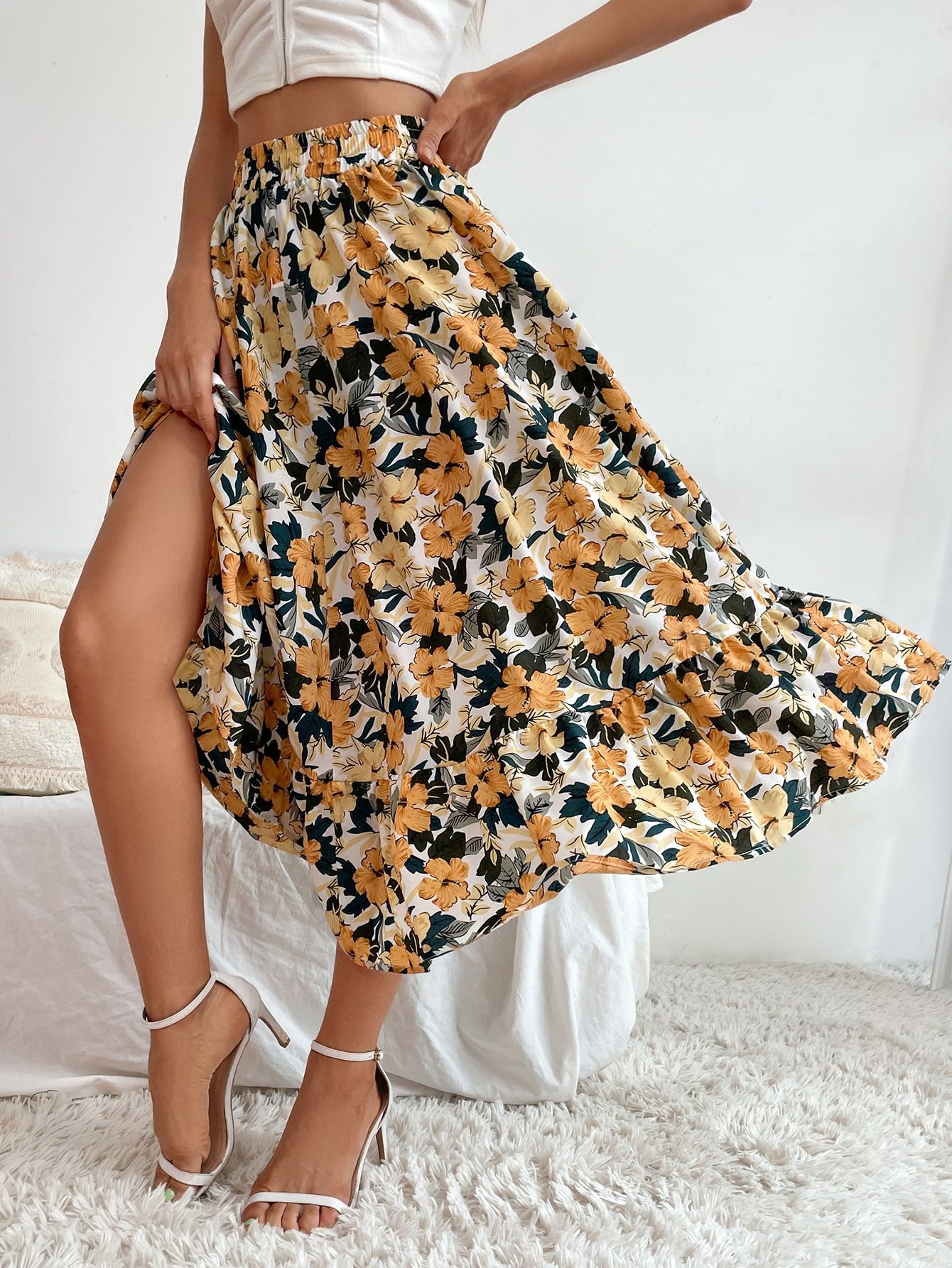 182g Weight Midi Dress Dress Length Type Skirt Dresses Type Spandex, Polyester Fabric Type High Waist Waist Line Inelastic Elasticity Holiday, Daily Occasion Regular Fit Fit Type Ditsy Floral, Leopard Pattern Spring, Autumn Season Women's Gender Casual, Streetwear Style Spring Autumn Casual Streetwear Ditsy Floral Leopard Spandex Polyester Midi Dress Skirts 3
