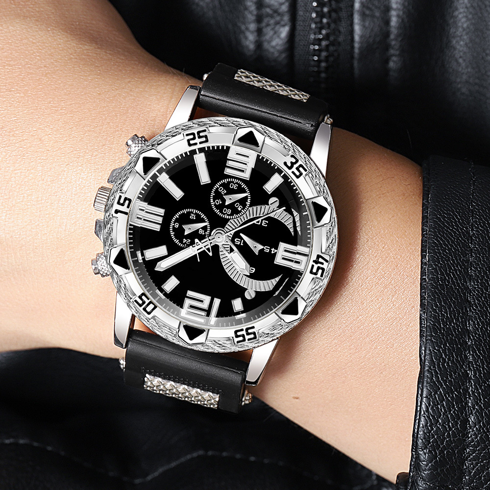 wriswatch men cross-border watch men's large dial silicone strap business men's quartz watch wholesale