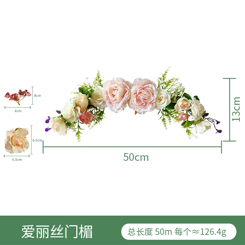 Cruz de la frontera de la vid Rosa artificial de Europa y América decoración del salón de bodas Arco fábrica al por mayor artificial rosa de Ratán