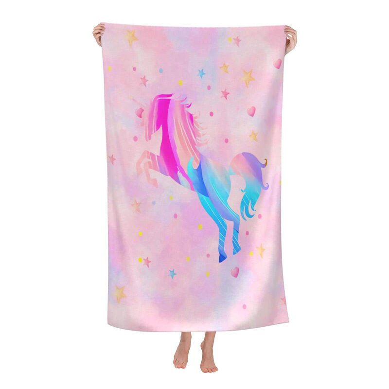 Girls Unicorn Beach Towel Children Personalized Beach Towel Microfiber Beach Towel Cute Beach Towel Pool