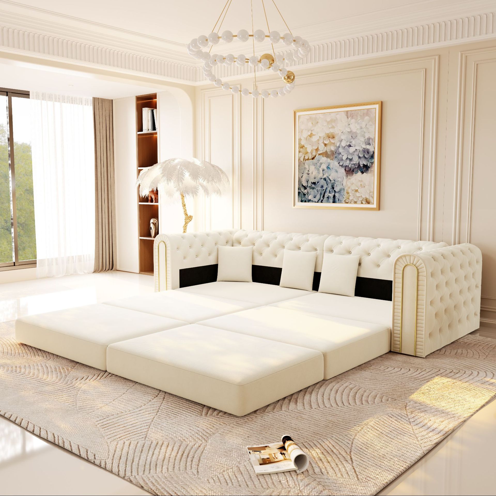 Sofá de compresión al vacío plegable italiano simple sofá recto multifuncional para sentarse y acostarse pequeña sala de estar