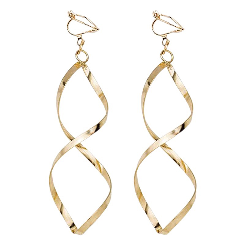 Europeo y americano personalidad simple espiral curva onda curva exagerada diseño giro pendientes clip de oreja
