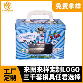厂家供应数据线包装手提铁盒 开窗马口铁盒 拼图手挽午餐铁盒年货