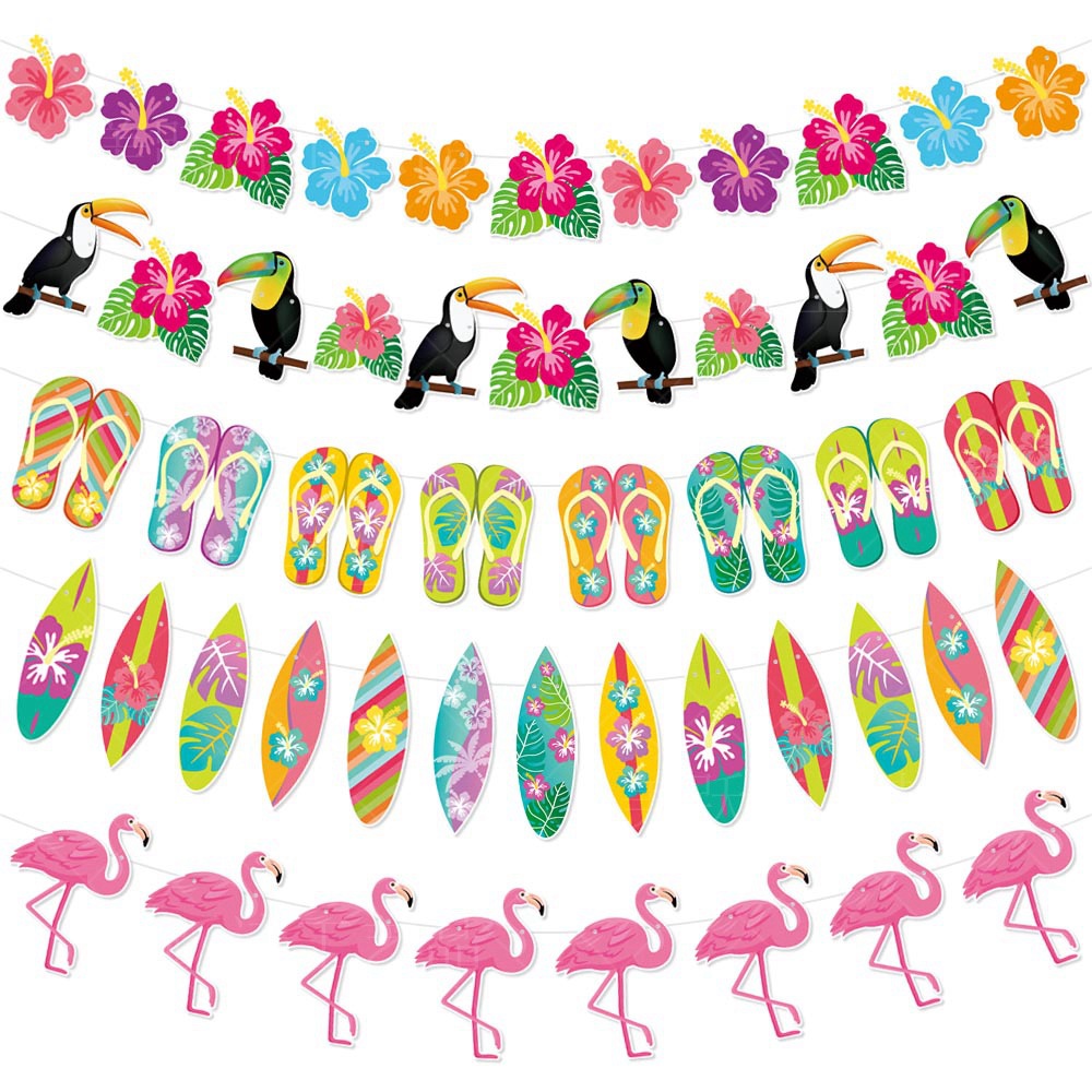 45g Weight Flamingo Flower Paper Holiday Party Flag