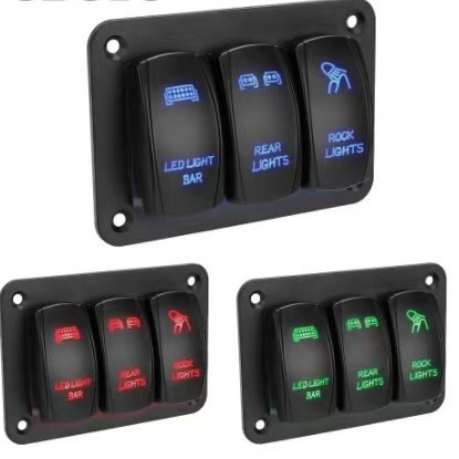 游艇改装开关12-24V房车开关 汽车改装多功能三位面板组合开关