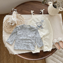 婴儿衣服秋装新生女宝宝背带裤套装满月百天超萌可爱哈衣爬服春秋