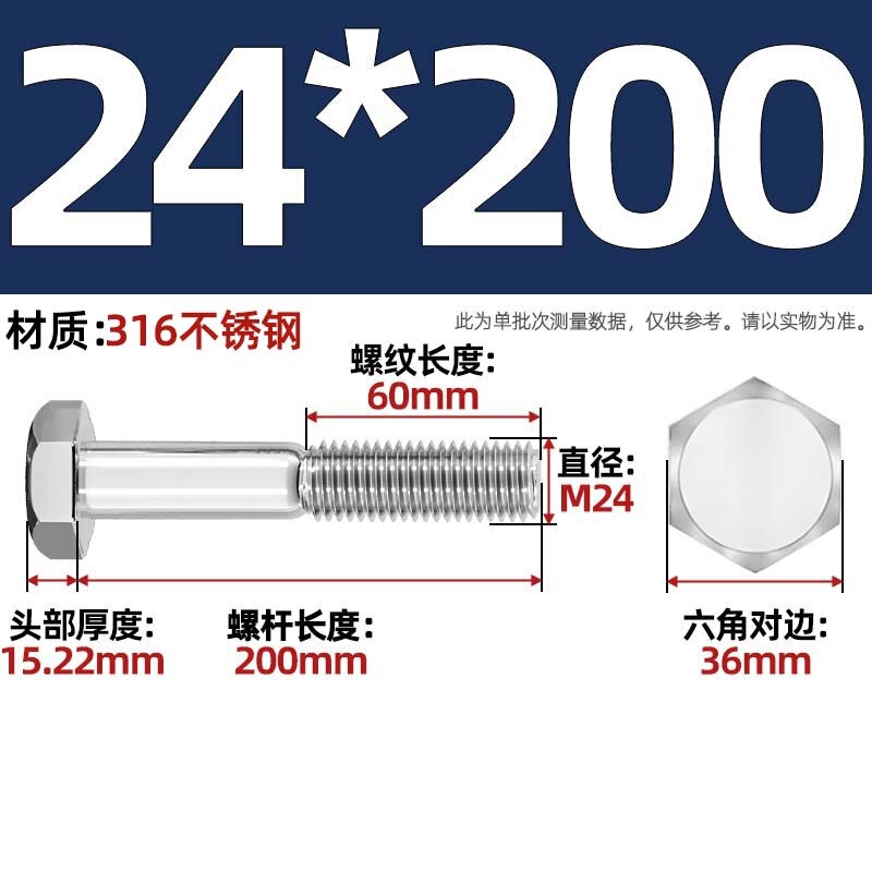 粗杆半牙螺丝316不锈钢外六角螺栓半螺纹半扣螺钉螺杆M6M8M10-M30|undefined