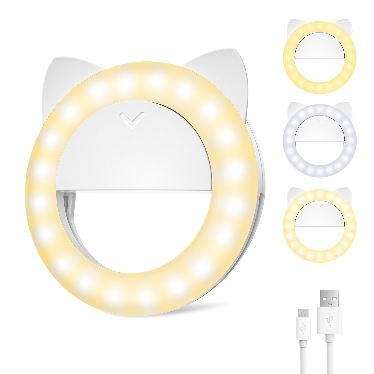 XJ17手机补光灯 亚马逊LED直播补光灯 长续航卡通美颜会议补光灯