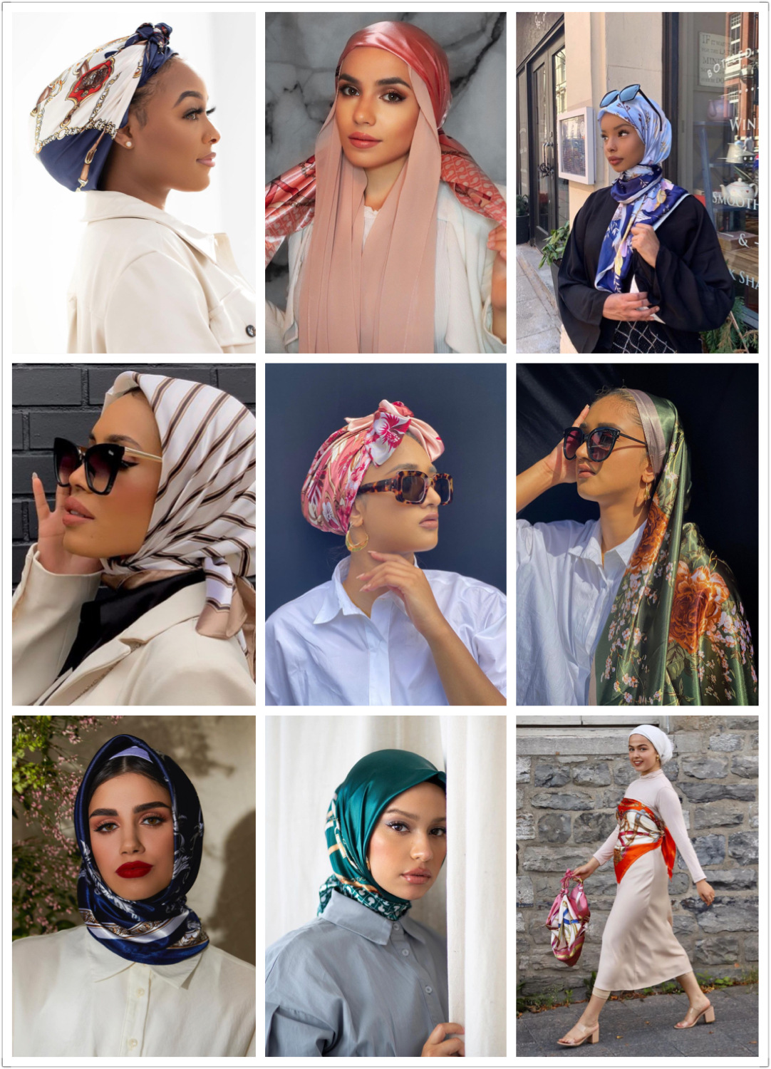 Mujeres Estilo Vintage Bloque De Color Poliéster Pañuelo De Seda display picture 4