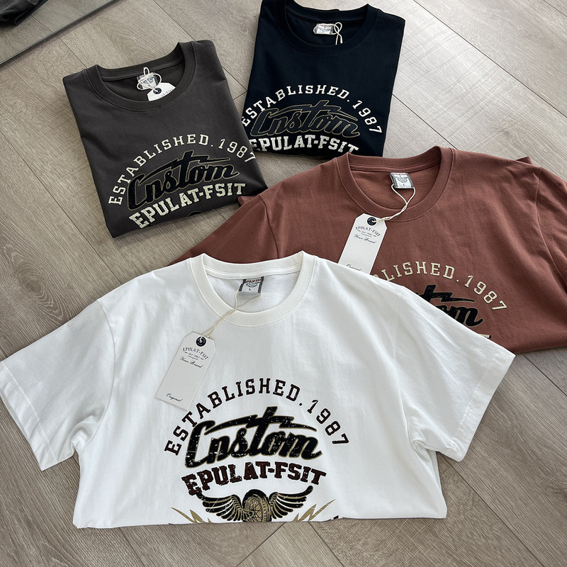 K orders! Big leak! Summer Men's Fashion Casual Cotton Washed Printed Base Shirt Short-sleeved T-shirt Trendy