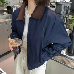 正确版本RL拉夫小马刺绣灯芯绒拼接翻领夹克美式复古夹克外套男女