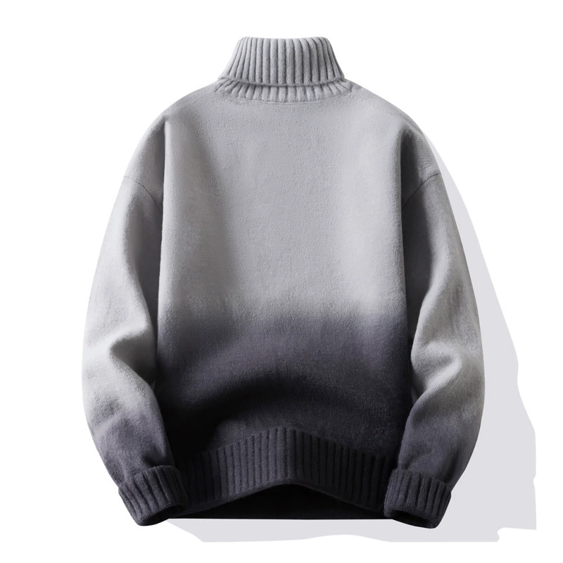 Демисезонный флис-кофточка из пряжи, oversize градиентный дизайн, толстый плюш, длина 60 см