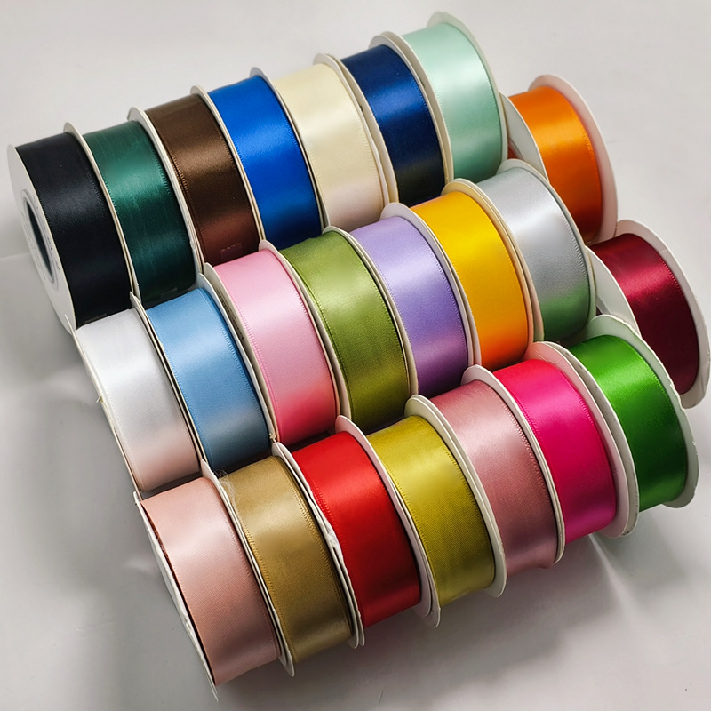 Cinta de pastel de 2,5 cm cinta de decoración de boda al por mayor rosa hecha a mano arco de bricolaje flor cinta de satén