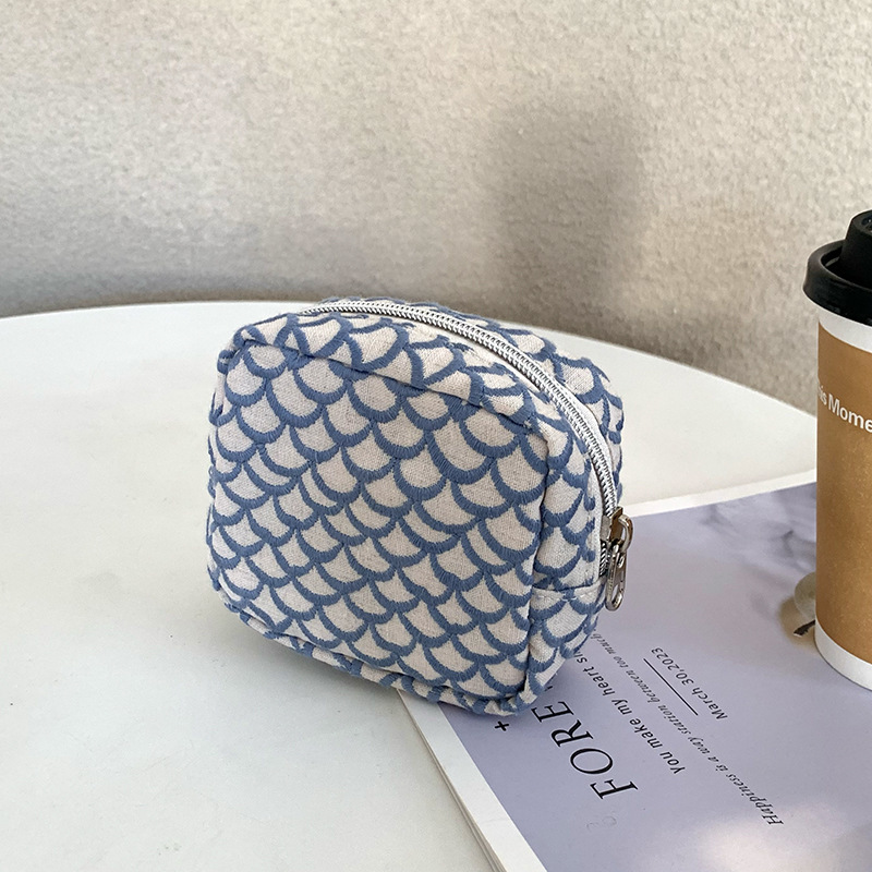 インス風刺繍小銭入れ、シンプルなポータブル化粧品収納袋、口紅袋、カード袋、データケーブル収納袋|undefined