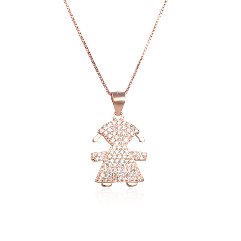 Japón y Corea del Sur ins simple 925 plata esterlina collar de chicas nicho transfronterizo femenino de alto nivel sensación de zircon colgante de niños cadena clavícula