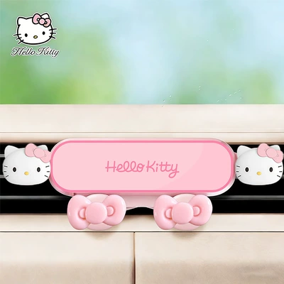 Kitty Car Mobile Phone Holder Car Air Outlet Gravity-Type Navigation Stand for Girls in the Car Cartoon Cute Decoration (Car phone holder) - sanrio-kt-cat-pink
